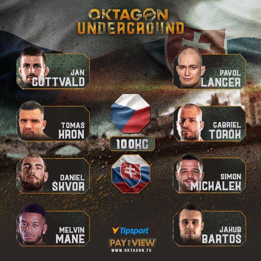 Oktagon underground 2020 - rozpis a program muzi do 100 kg - mma - pyramidy