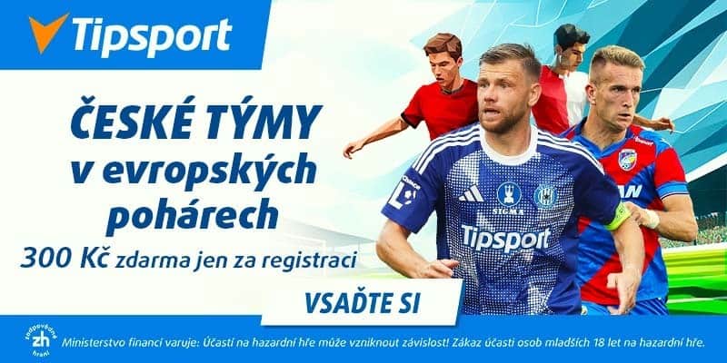 České týmy v Evropě s bonusem 300 Kč od Tipsportu